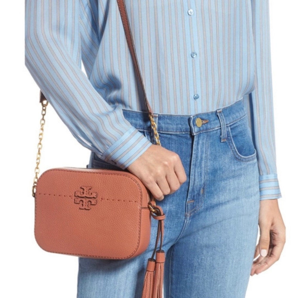 Tory Burch Dark Cider McGraw Leather Camera Bag